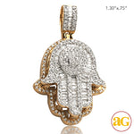 Load image into Gallery viewer, 14KY 1.00CTW DIAMOND HAMZA PENDANT - ROUND CLUSTER