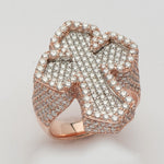 Load image into Gallery viewer, 14KR+W 5.35CTW DIAMOND 3D INVERTED FLEUR DE LIS