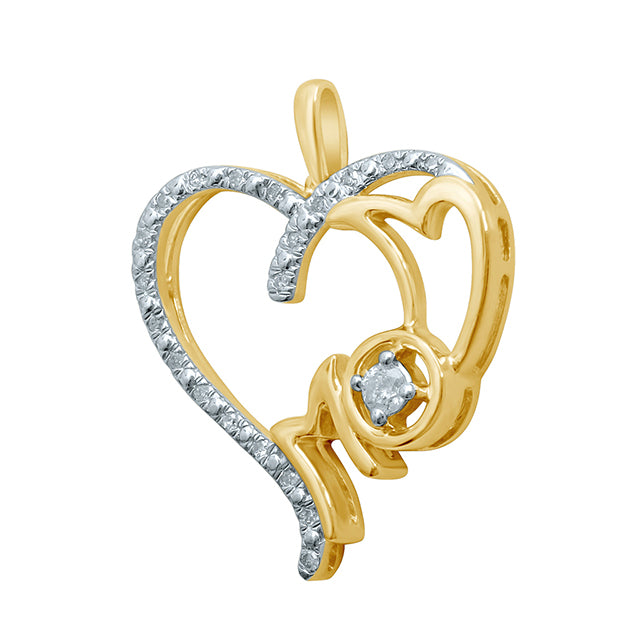 10K 0.16-0.18CT D-PHEART CHARMS "MOM"