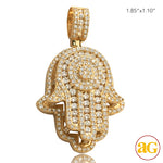 Load image into Gallery viewer, 14KY 3.65CTW DIAMOND HAMZA PENDANT - ROUND CLUSTER