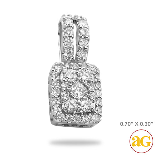 14KW 0.65CTW DIAMOND RECTANGLE CLUSTER PENDANT