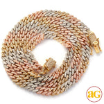 Load image into Gallery viewer, 10KY+W+R 4.10CTW DIAMOND SQUARE LINK MIAMI CUBAN