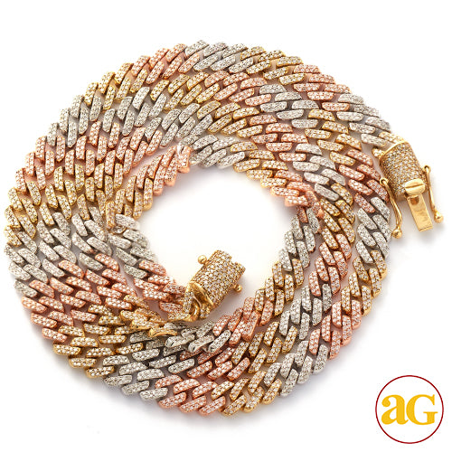 10KY+W+R 4.10CTW DIAMOND SQUARE LINK MIAMI CUBAN