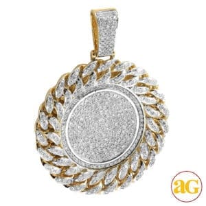 10KY 3.75CTW DIAMOND MEDALLION WITH MIAMI CUBAN BO
