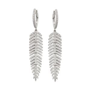 14KW 1.25CTW DIAMOND PALM LEAF DANGLING EARRINGS